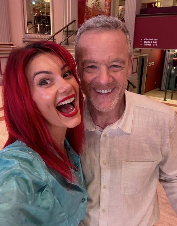 Dianne Buswell, in a blue shirt, and Stefan Dennis, in a white shirt, in a selfie.