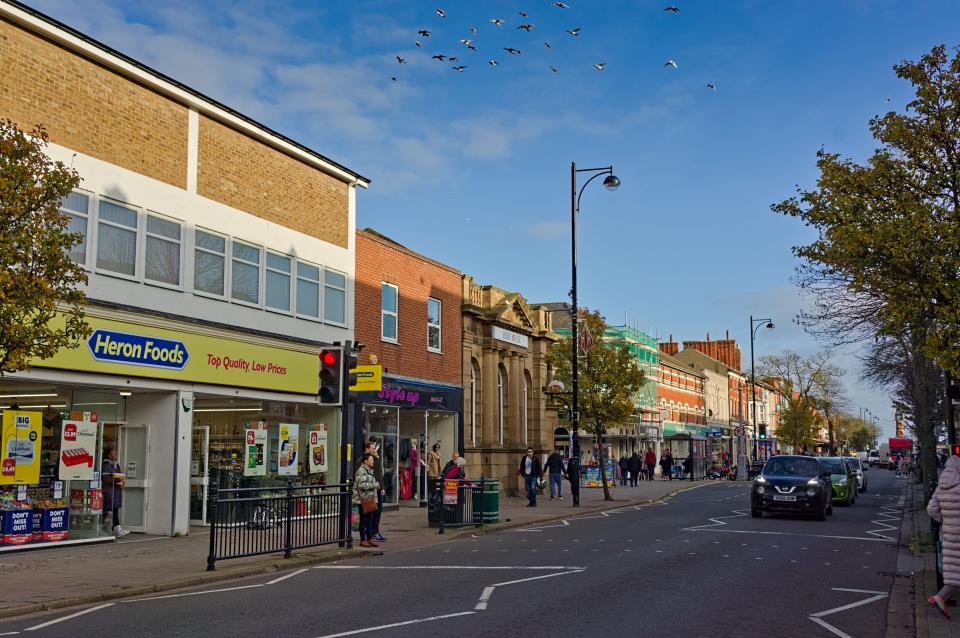Heron Foods and other shops on Lumley Road in Skegness.