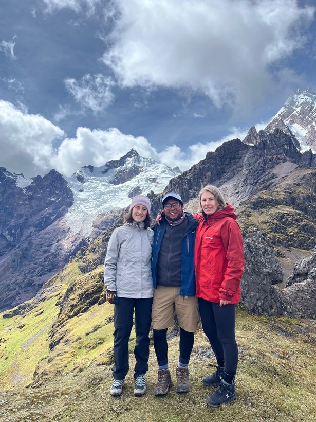Sara with Lares trek guide Paulo (centre) and fellow traveller Biljana (right)