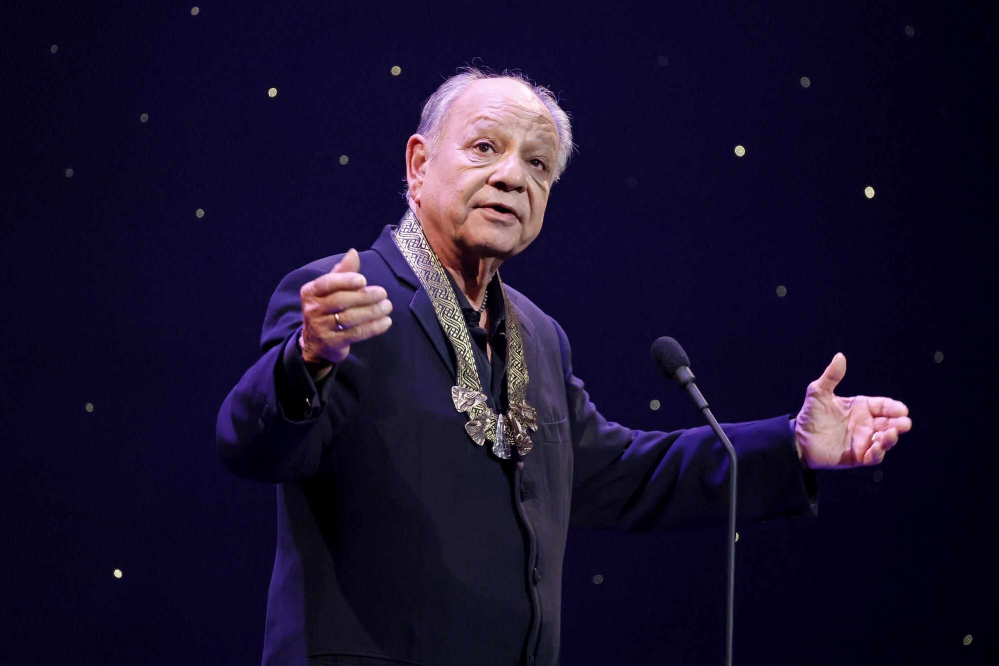 Honoree Cheech Marin accepts the Arts Award onstage during The 38th Annual Hispanic Heritage Awards.