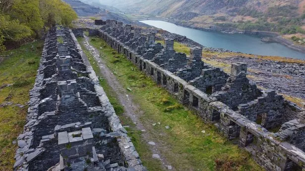 The industrial quarrying and disused buildings in Welsh valley