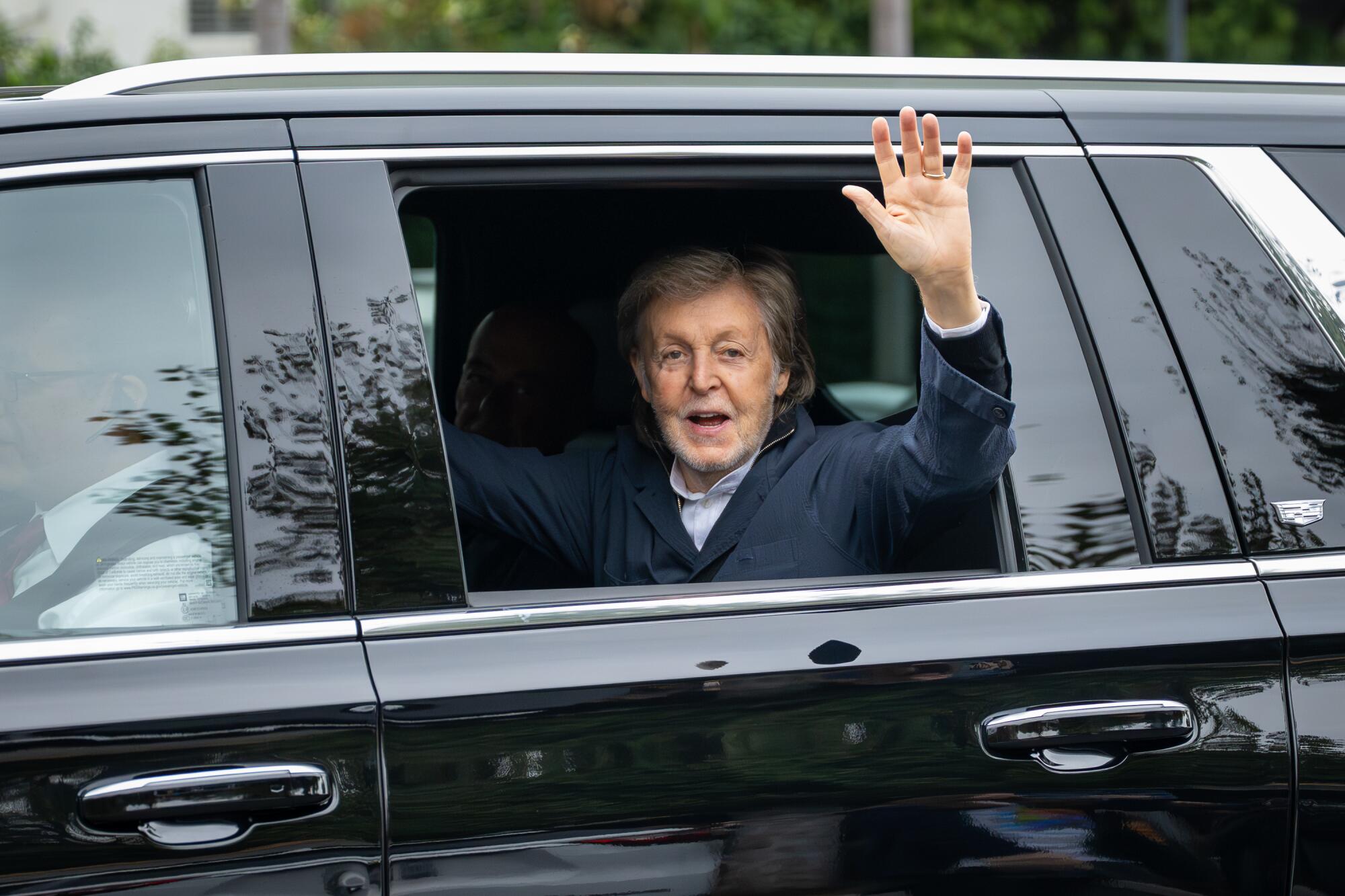 Paul McCartney arrives at the Santa Barbara Bowl.