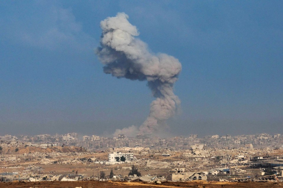 Smoke rising from an Israeli airstrike in northern Gaza, seen from the Israeli side of the border.