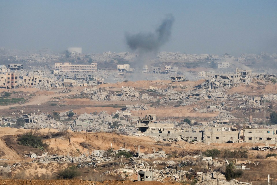 Smoke rising from an Israeli airstrike in northern Gaza, as seen from southern Israel.