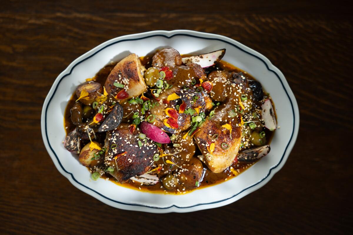 Pollo en chicha at Popoca in Oakland, CA on Wednesday, May 14, 2025.