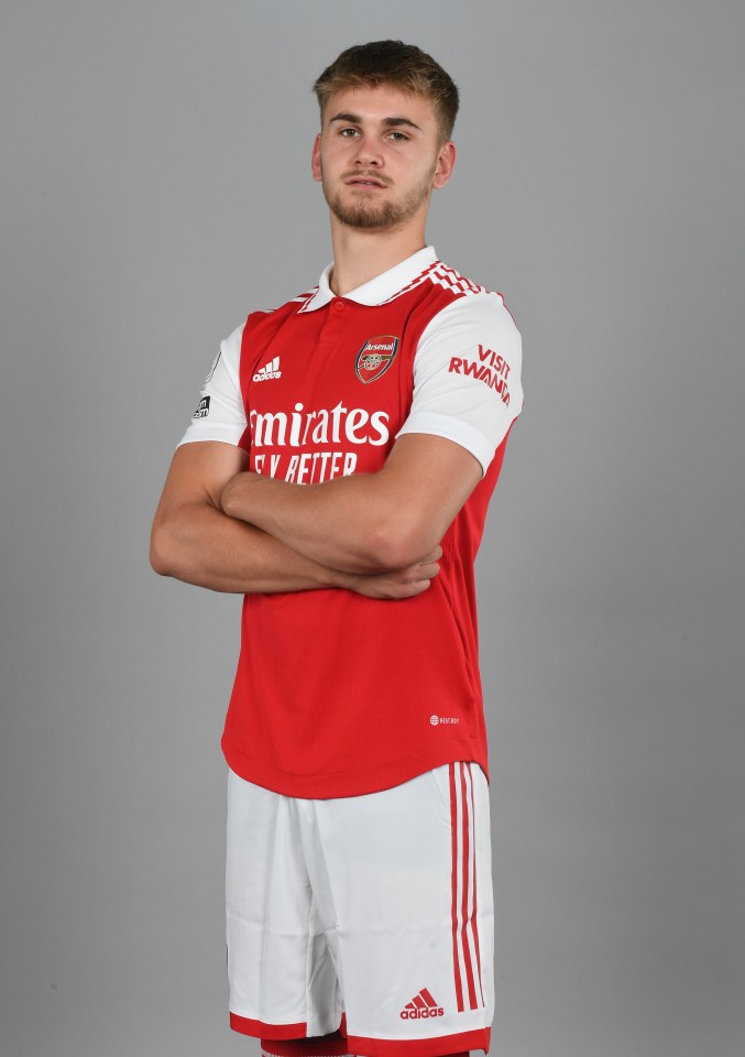 Billy Vigar of Arsenal poses for a photo at a photocall.