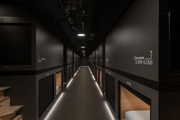 Capsules are grouped in dormitories - with a dark grey colour scheme
