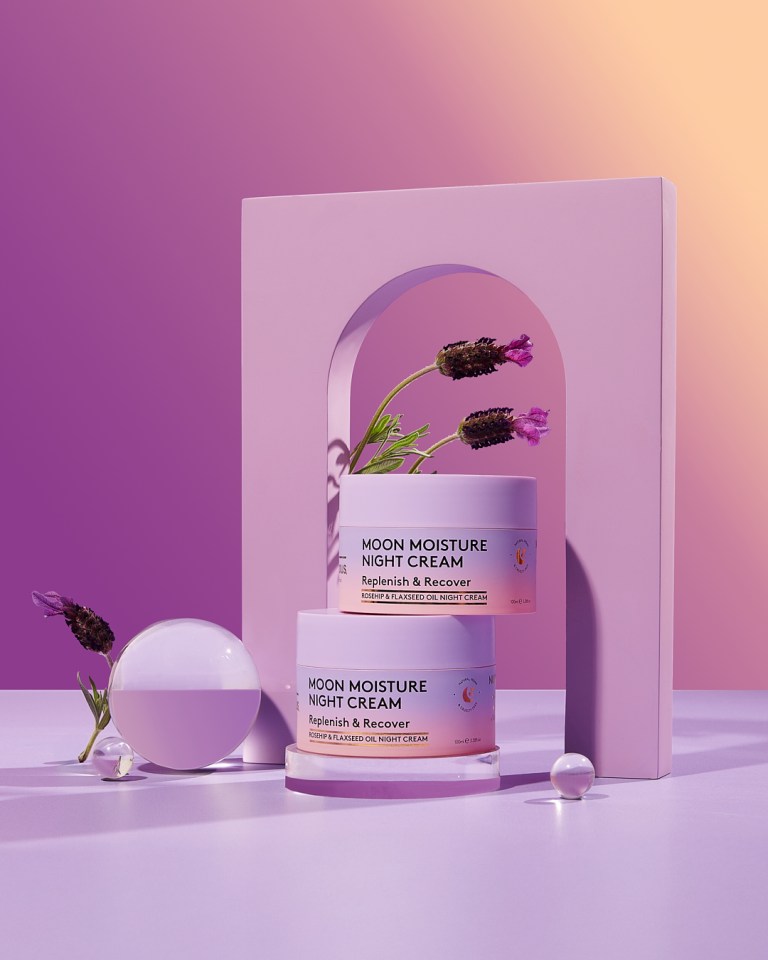 Two containers of Delhicious Moon Moisture Night Cream with rosehip and flaxseed oil.