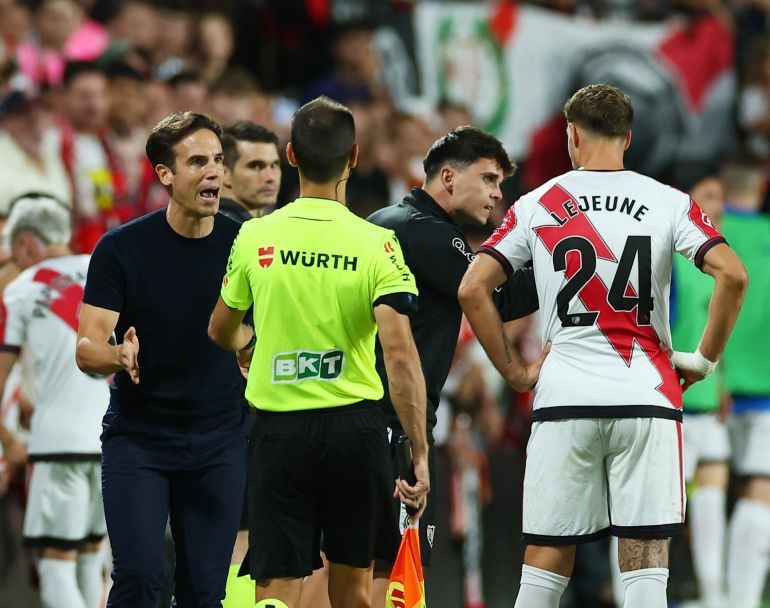 Rayo Vallecano coach Inigo Perez reacts.