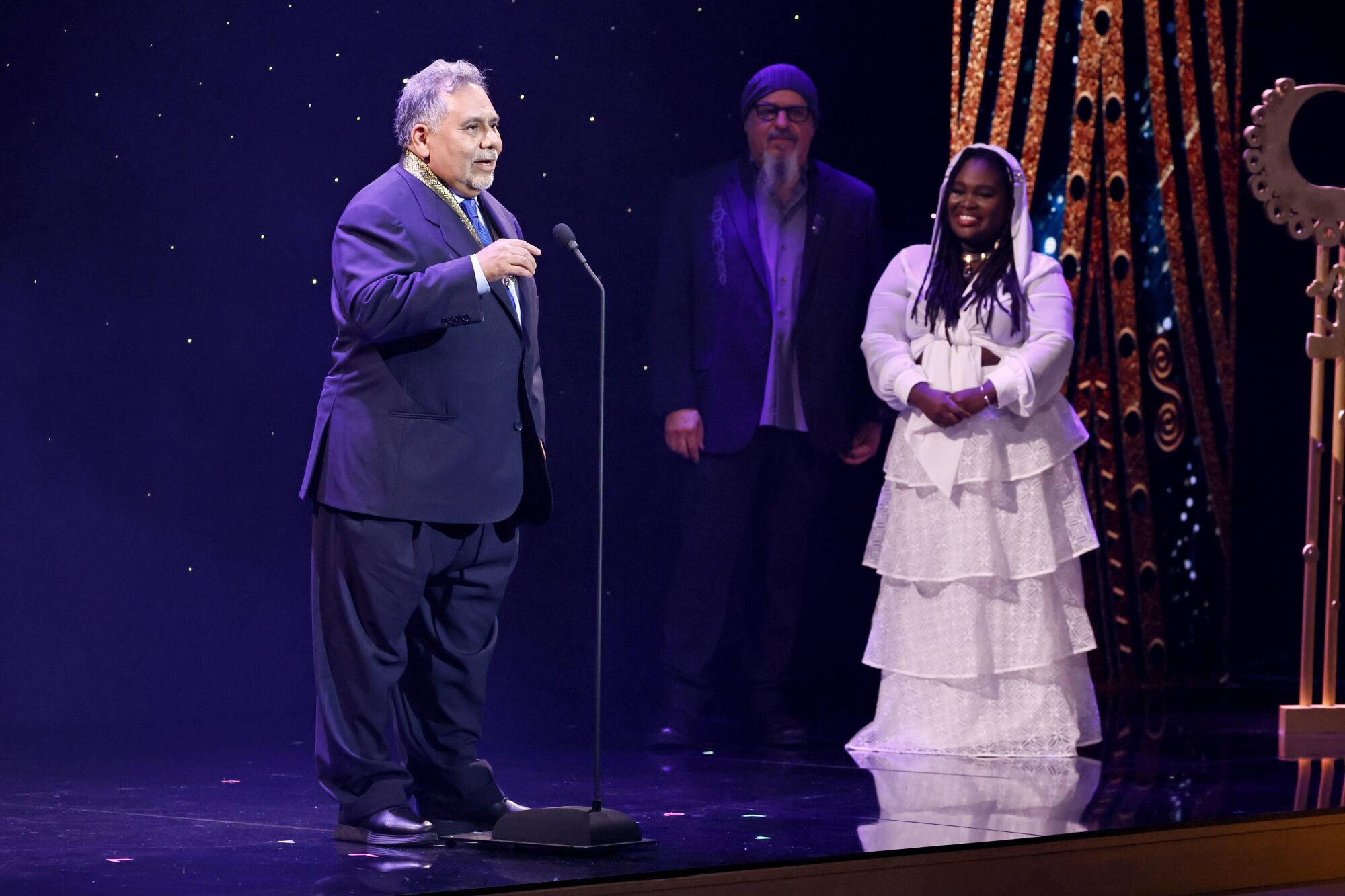 Honoree Felix Contreras accepts the Journalism Award onstage during The 38th Annual Hispanic Heritage Awards.