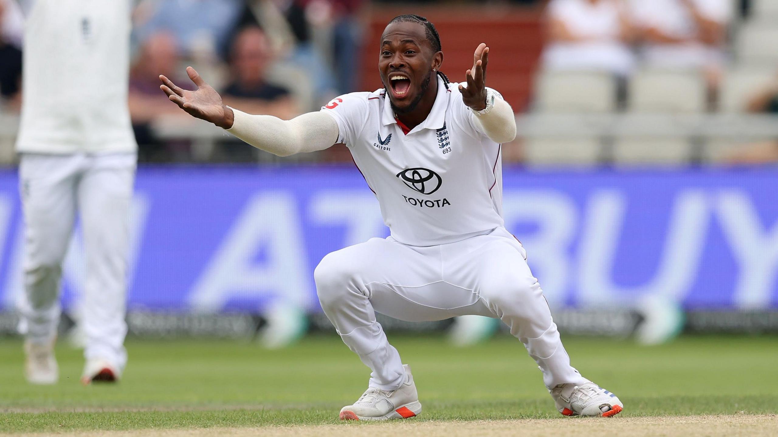 England's Jofra Archer appeals for a wicket