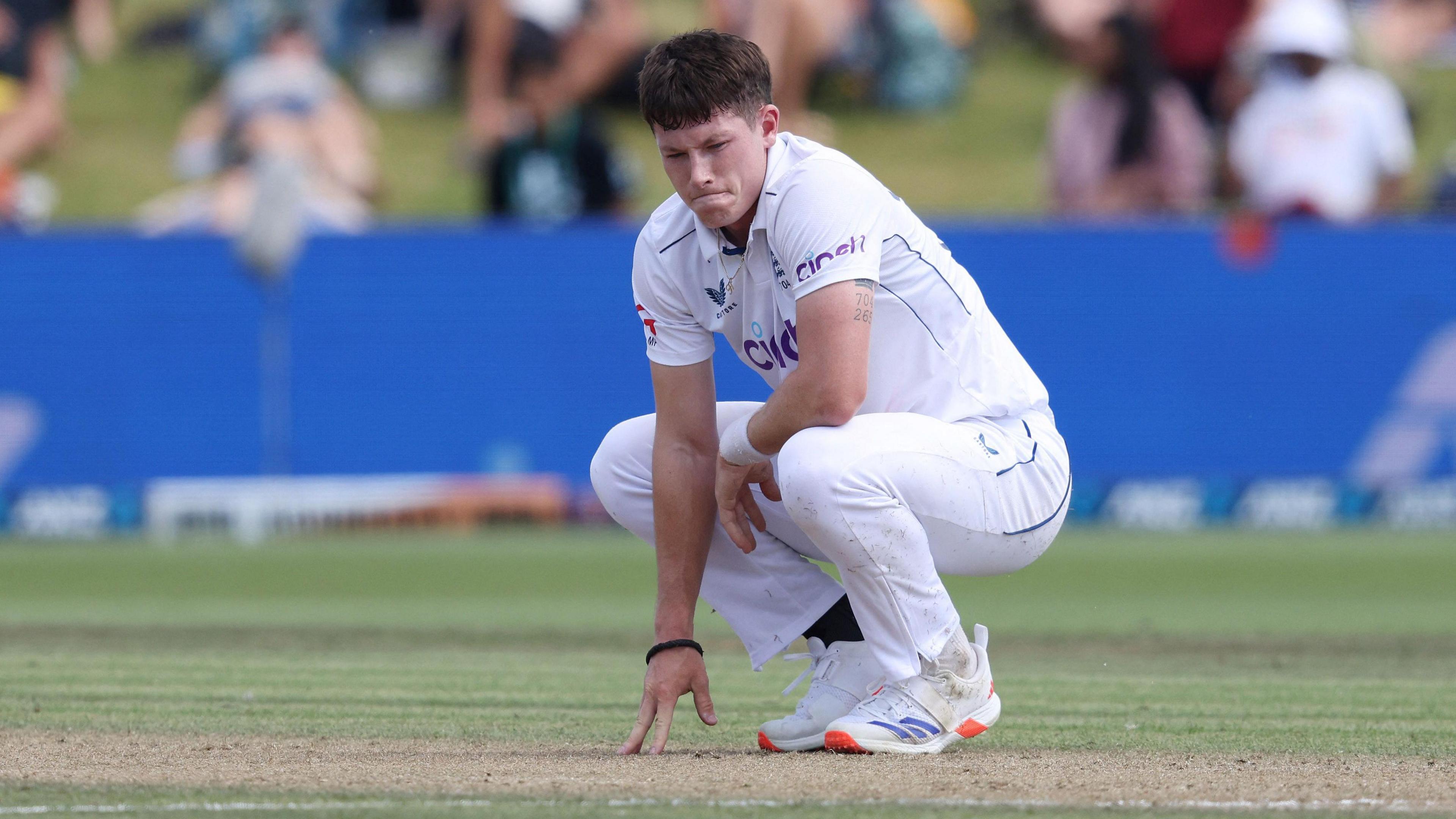 England's Matthew Potts looks on