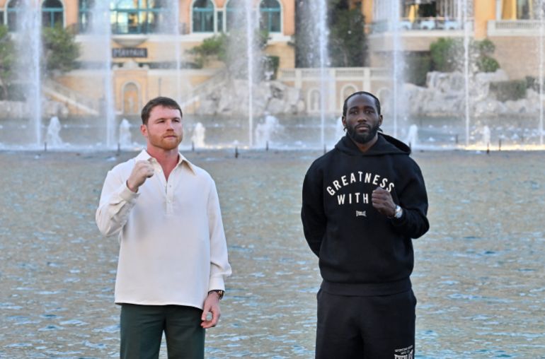 Terence Crawford and Canelo Alvarez react.