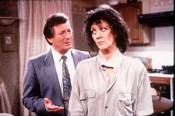 Amanda Barrie as Alma Baldwin and Johnny Briggs as Mike Baldwin