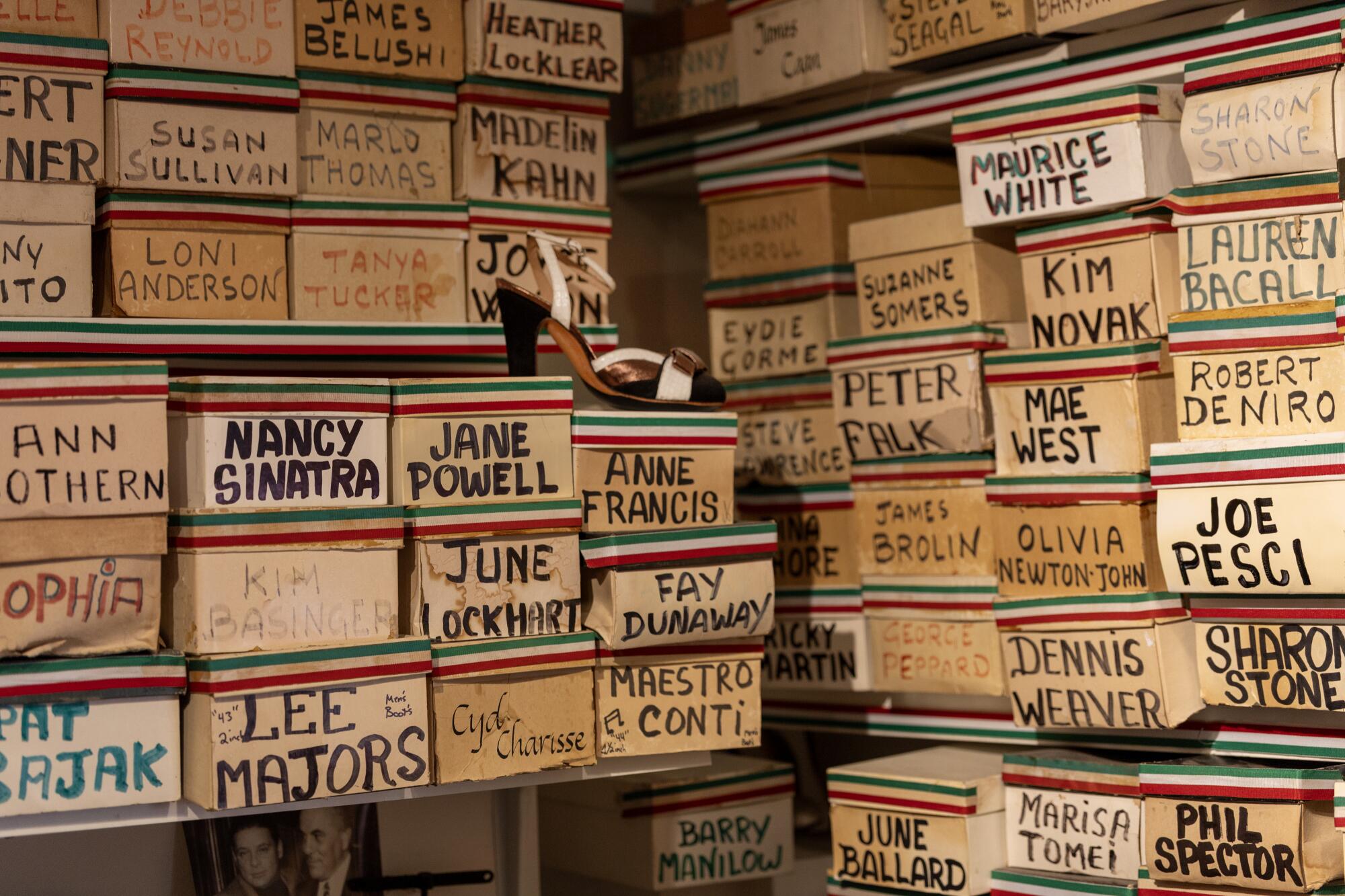 Stacks of shoe boxes assembled by Pasquale Di Fabrizio. 