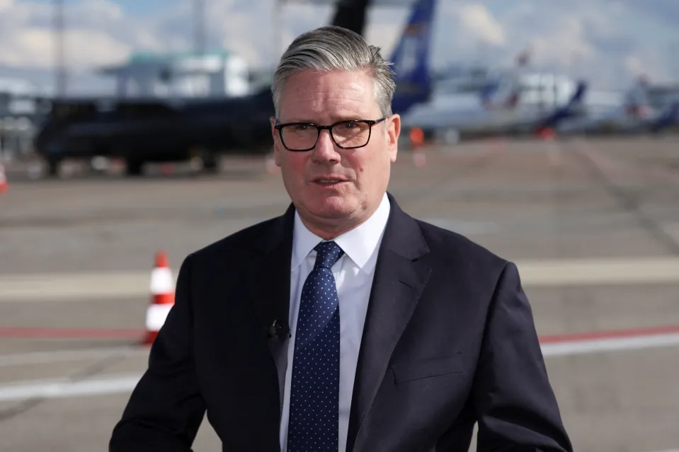 British Prime Minister Keir Starmer speaking at Copenhagen Airport.