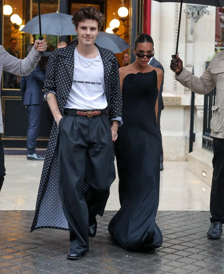 Cruz Beckham and Jackie Apostel at Paris Fashion Week.