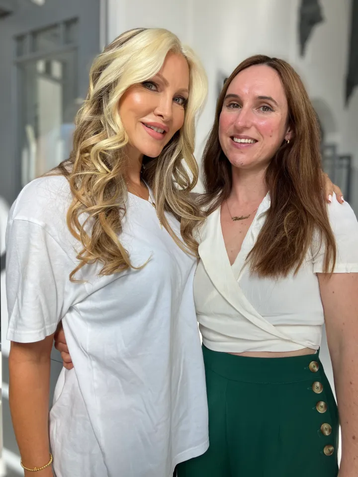 Journalist Halina Watts and Caprice.