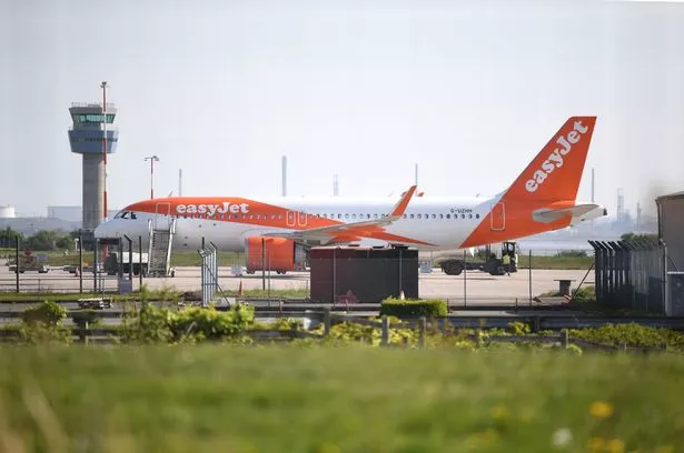 An easyJet plane at Liverpool John Lennon Airport during the lockdown.(Pic Andrew Teebay).