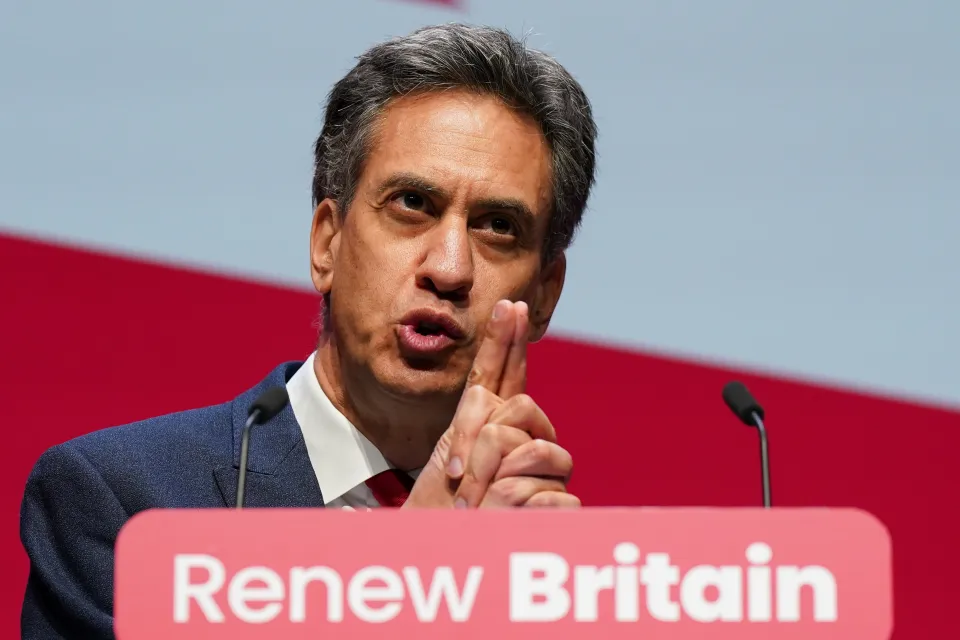 Ed Miliband, Secretary of State for Energy Security and Net Zero, speaking at the Labour Conference in Liverpool.