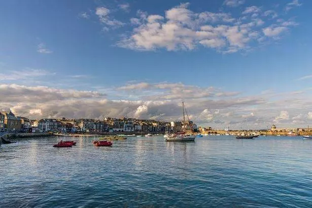 View of the boats in St Ives harbour