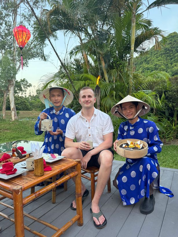 Enjoying a lotus-themed afternoon tea