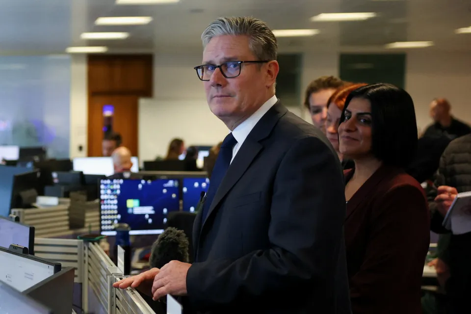 Prime Minister Sir Keir Starmer and Home Secretary Shabana Mahmood at Great Manchester Police headquarters.