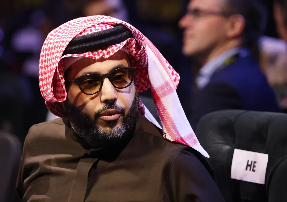 Turki Alalshikh, Chairman of the General Entertainment Authority, looking on from ringside.