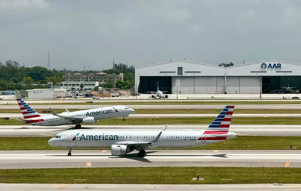 An American Airlines plane on the runway
