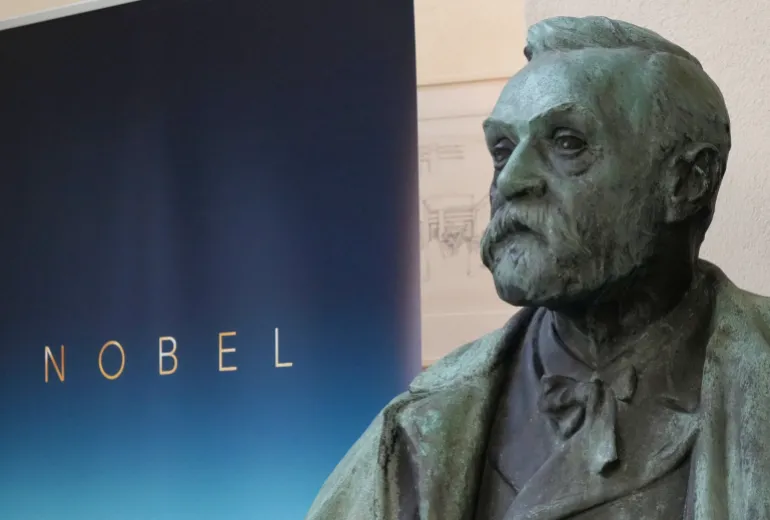 A bust of Alfred Nobel in the Nobel Forum in Stockholm, Sweden