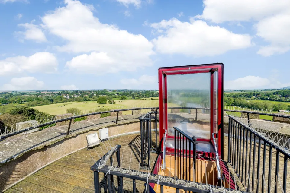 View from the Gazebo Tower showing the surrounding countryside of Ross-on-Wye, Herefordshire.