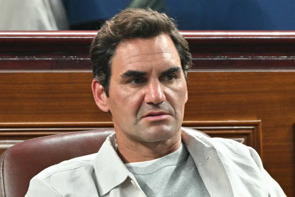 Roger Federer watching a tennis match at the Shanghai Masters.