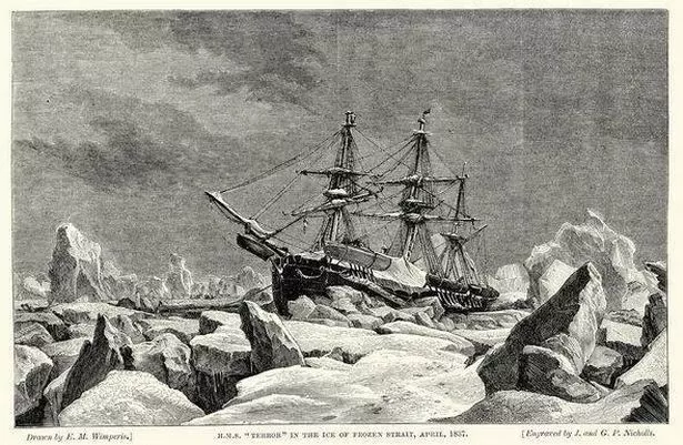 HMS Terror frozen in the ice, 1837