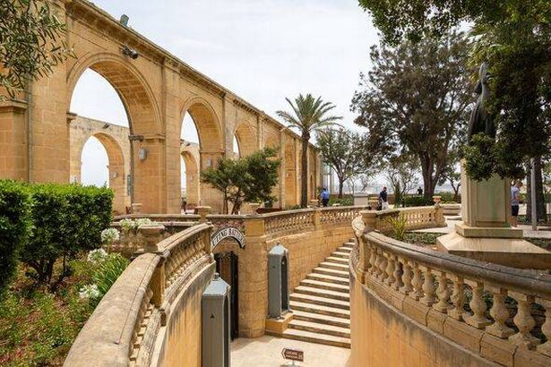 Entrance to Saluting Battery at Upper Barrakka Gardens in Valletta Malta.