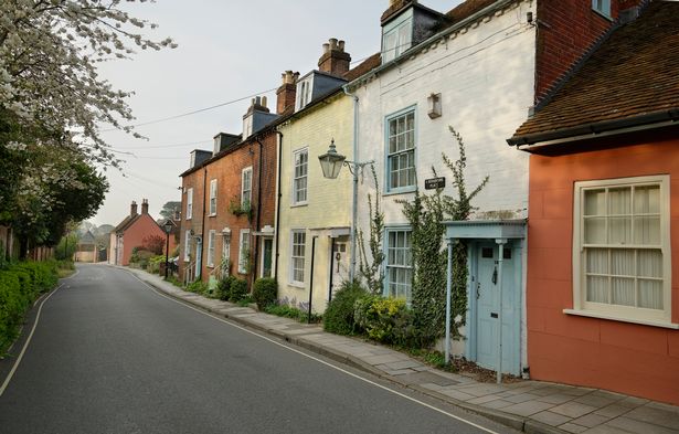 Street scene in the town of Lymington, Hampshire.