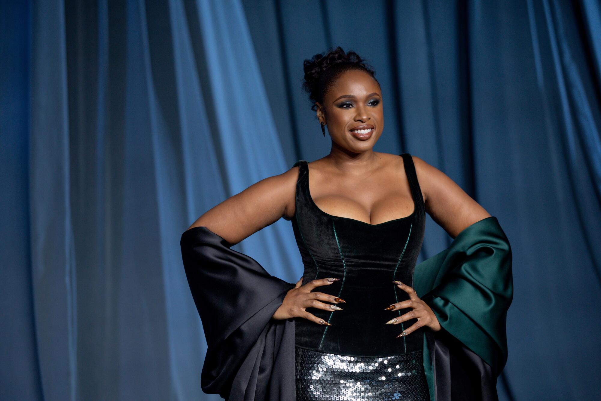 Jennifer Hudson wears a corset dress.