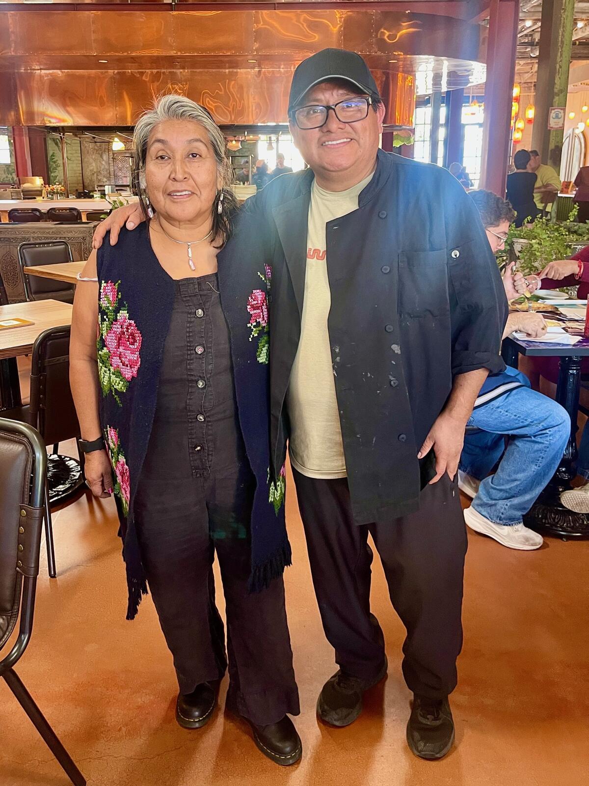 Oct. 16, 2025--Alfonso Martinez, right, and Odilia Romero, of Poncho's Tlayudas, now Lugya'h at L.A.'s Maydan Market.