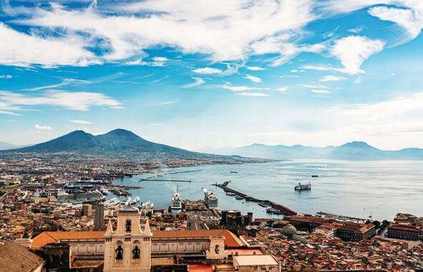 Breathtaking Aerial View of Naples with Mount Vesuvius