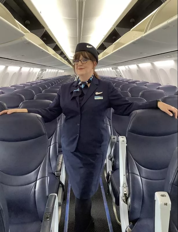 Andrea on a plane