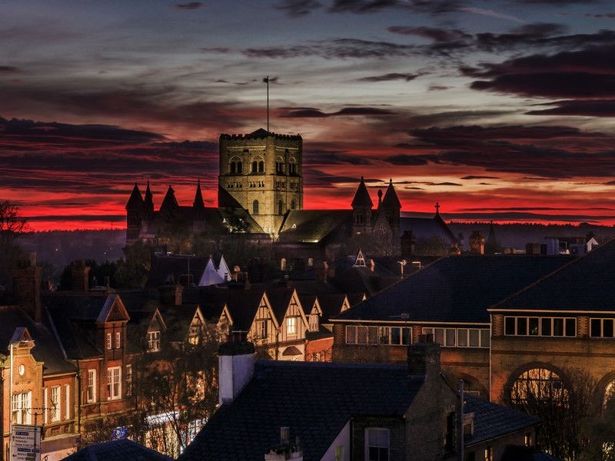 A view of the cathedral at night