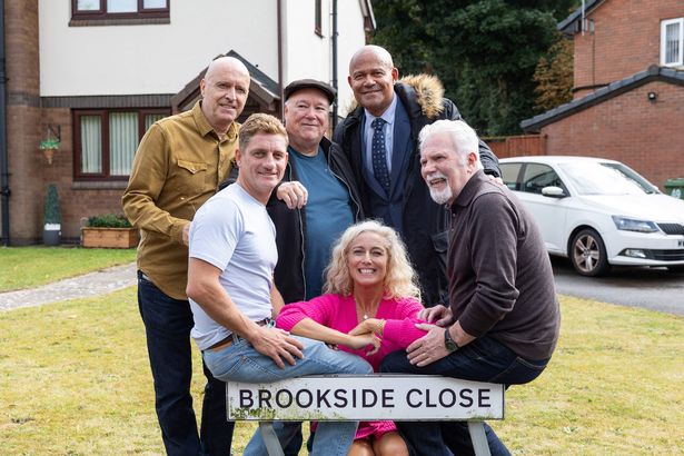 Paul Usher, Philip Olivier, Suzanne Collins, Michael Starke, Louis Emerick and John McArdle back on Brookside Close