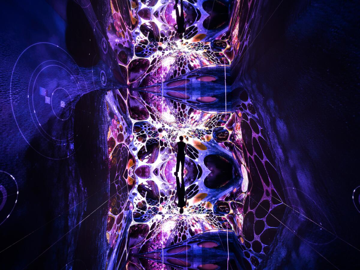 Purple swirls fill the Infinity Room.