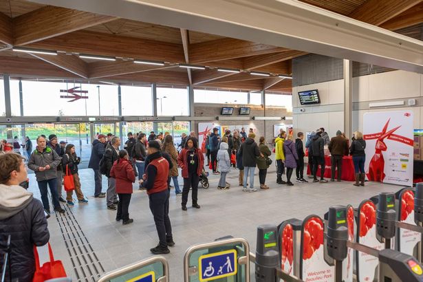 First people to purchase ticket for train at new station
