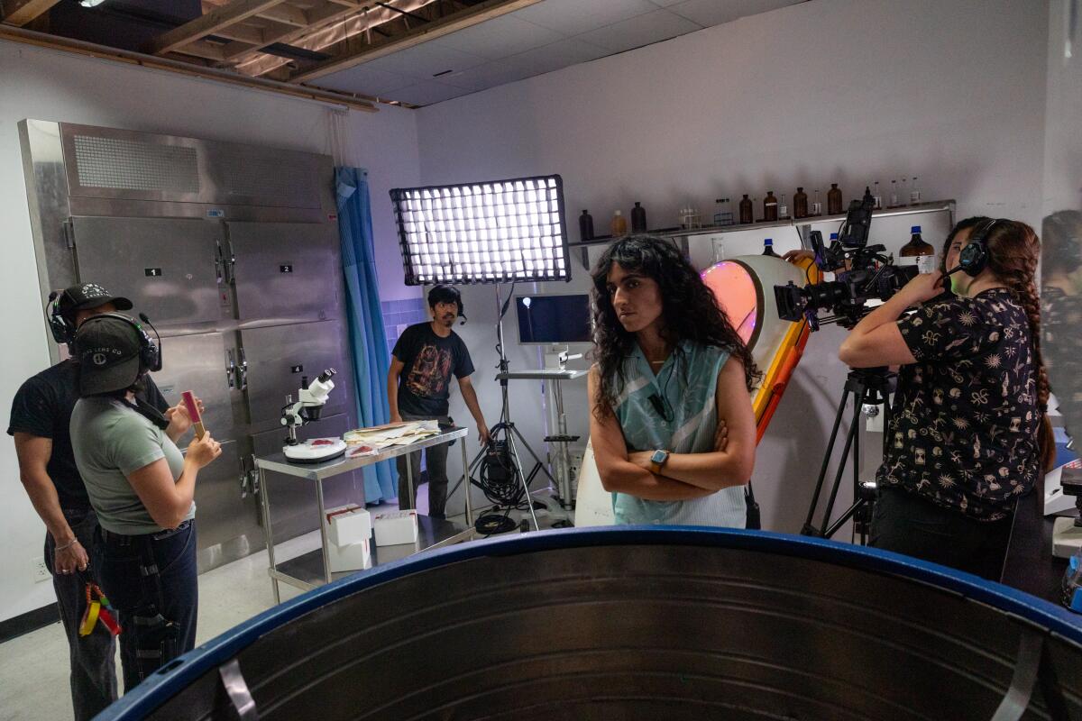 The crew of vertical drama "Sleeping Princess" break between scenes