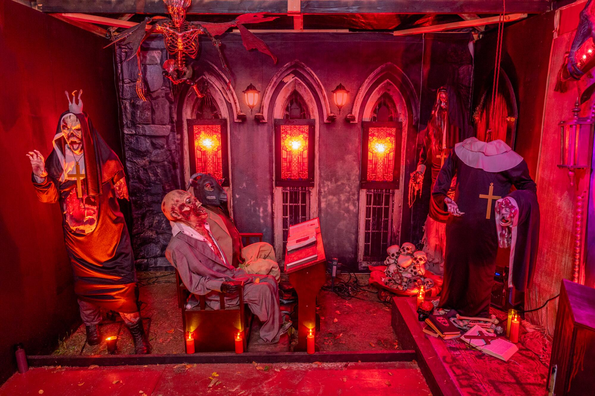 A church scene inside the Hatteras Haunted House.