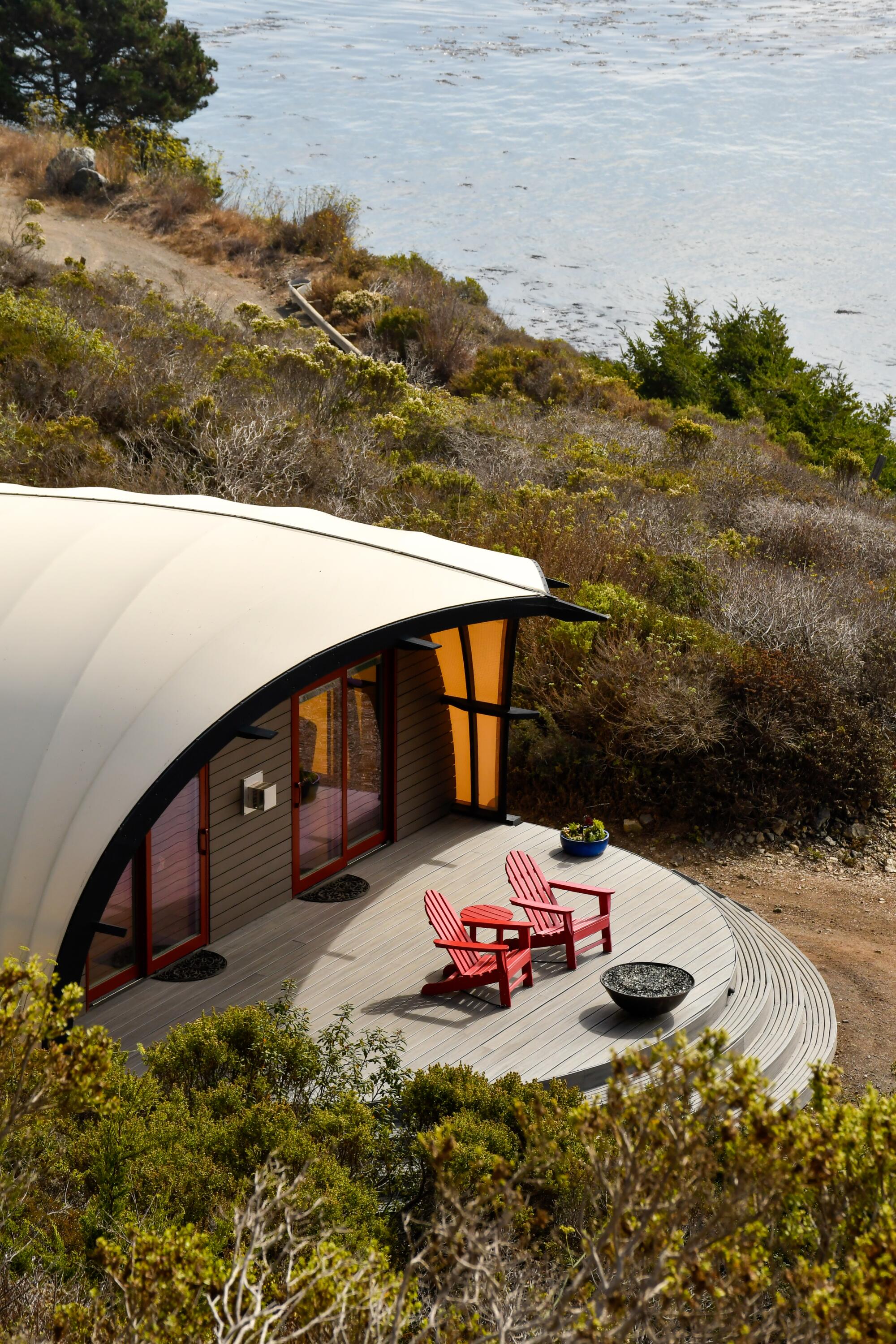 A deck at Treebones Resort.