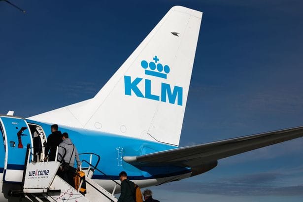 Passengers board a KLM plane (file image)