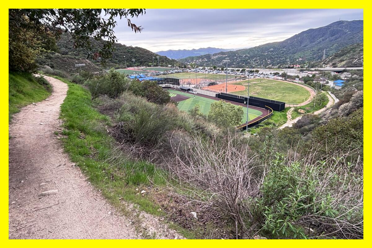 The Glendale Sports Complex and Verdugo Mountains from the Catalina Verdugo Trail.
