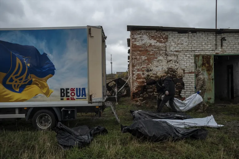 Volunteers from the Plastdarm organization work to identify Russian bodies recovered from the front lines in order to return them to their families in Sloviansk, Ukraine on October 21, 2025.Photojournalist:Jose Colon