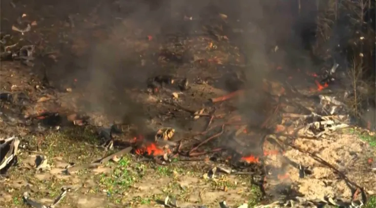 Flames and smoke on the ground in Tennessee